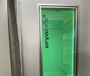 Smaller image of door to cryotherapy chamber